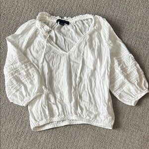 Sanctuary White V-Neck Peasant Blouse